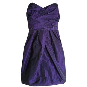 BCBGeneration Y2K Party Dress 6 Purple Haze Strapless Satin Pleated Empire Waist